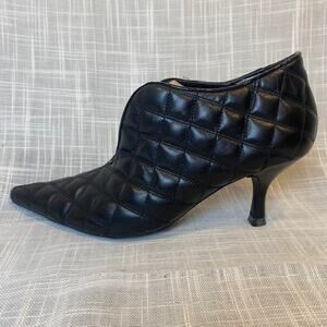 BCBG Paris Miera Quilted Black Bootie Kitten Heels Womens 6.5 Romantic Goth